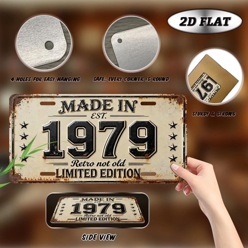 2D Flat,1pc Vintage 1979 Metal Sign Wall Decor-Retro Wall-Mountable Aluminum Plaque Suitable for Living Room,Gift for Collectors