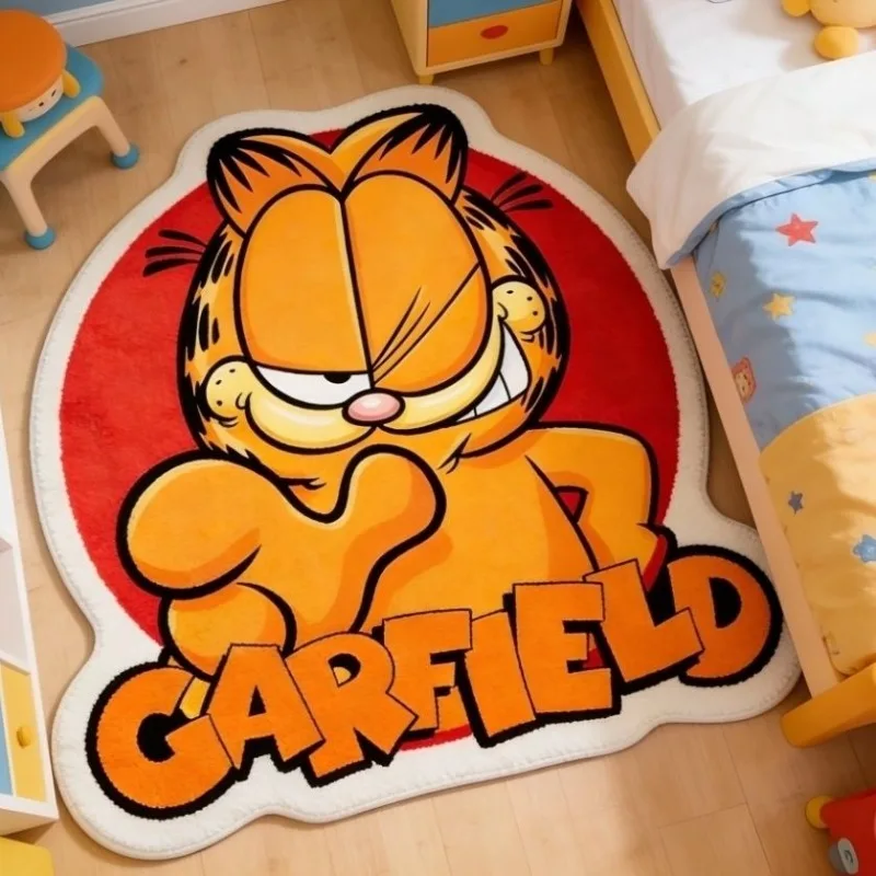 

Garfield cartoon cute carpet kawaii for boys and girls bedroom living room bedside coral fleece rug anime merchandise wholesale