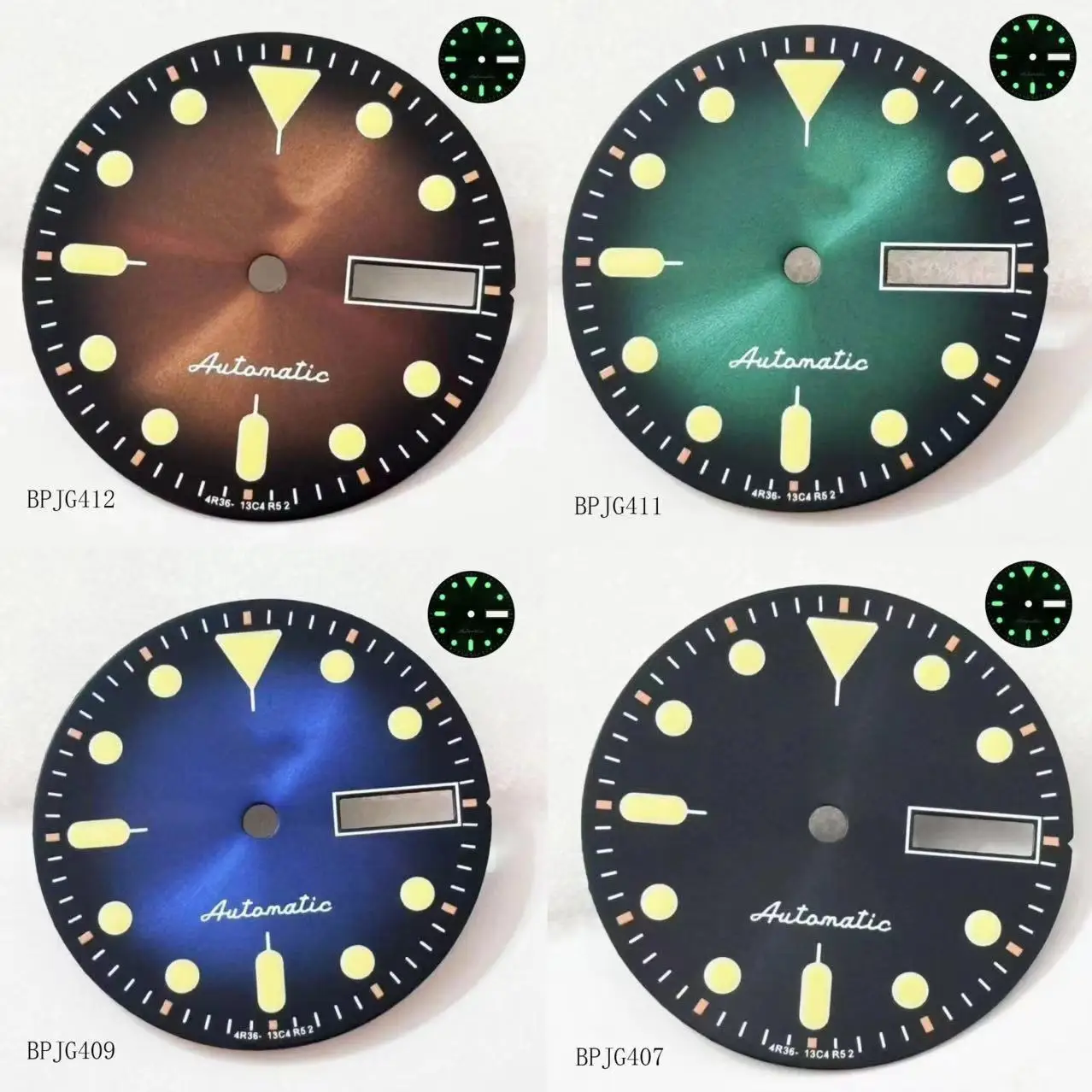 28.5mm green Luminous nh36 S logo blue black dial Watch Accessories Watch Face Suitable NH36 Movement S5 logo green Dial Watch