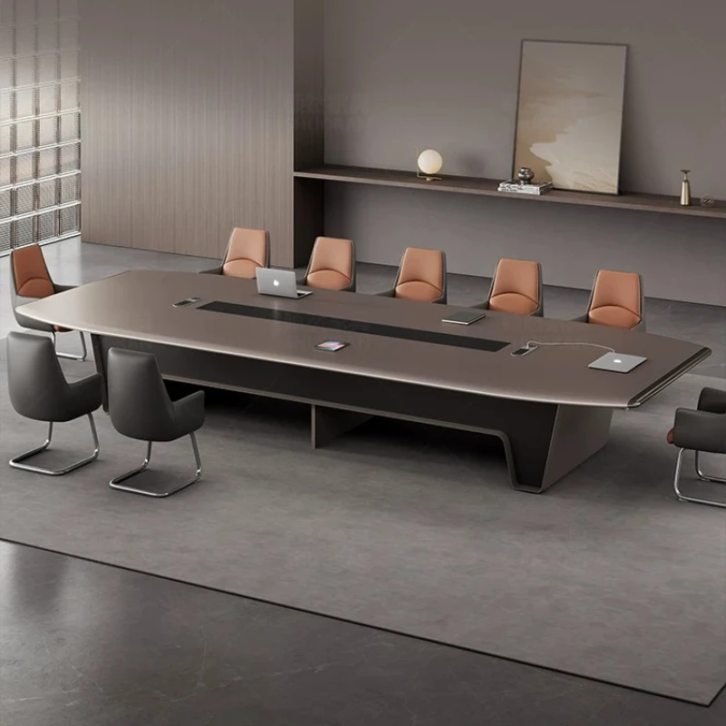 Modern Luxury Lacquered Conference Table Large Rectangular Negotiation Desk Reception Worktable Office Meeting Room Furniture