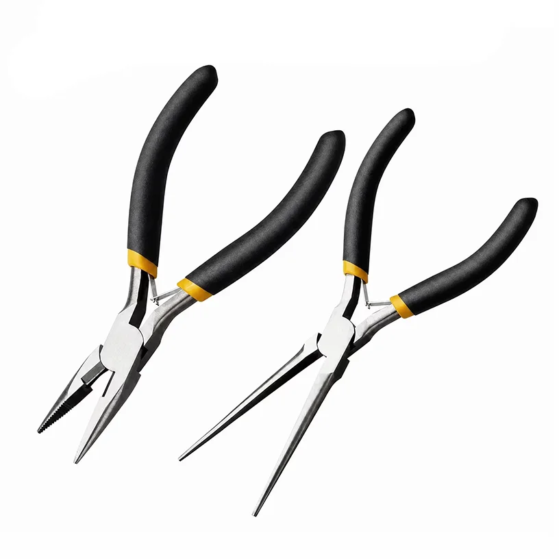 1 Pair of Mini Hand-crafted Precision Wire Pliers with Round and Bent Tips Suitable for Handmade Chain Crafts and Earring-making