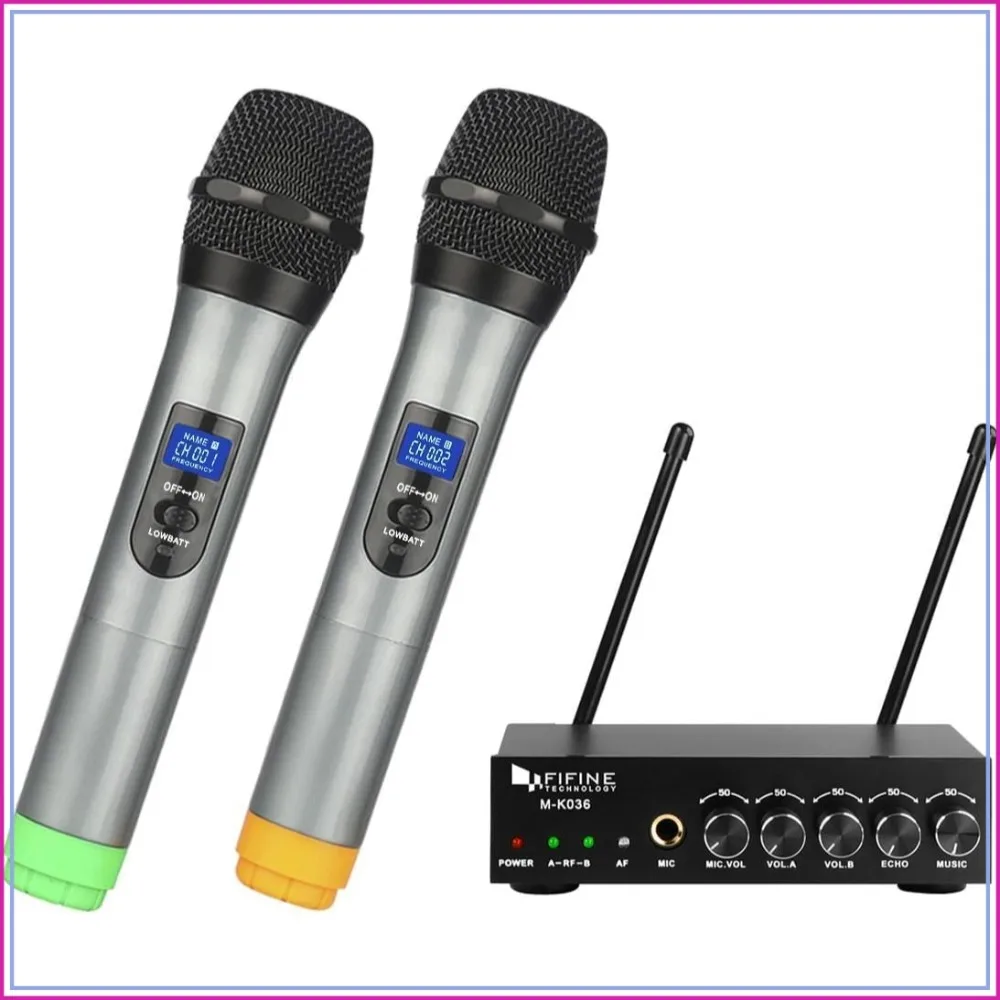 Dual Channel Wireless Handheld Microphone, Easy-to-Use UHF Karaoke System for Parties, Home, and Church