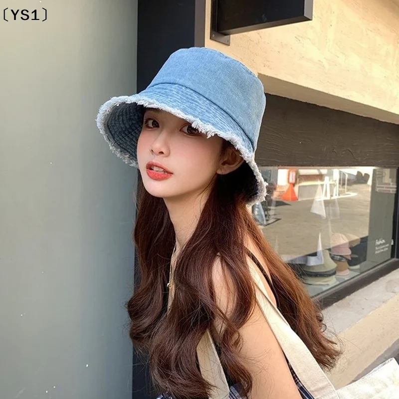 〔YS1〕Pot Hat Denim Hat Female Fisherman Hat Sun Hat Face Covering Versatile