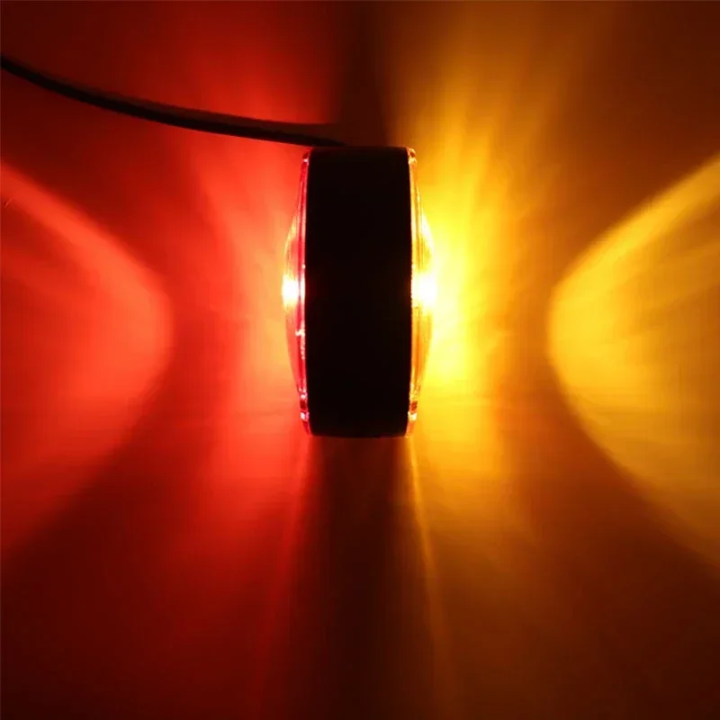 1x/2x Universal Red Amber Double Face Light Car Bulb Side Marker Signal Lamp for 24V Automobiles Truck Trailer Lorry Accessories