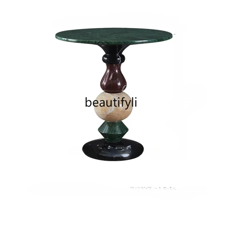 

Q Marble Small Coffee Table Simple Balcony Leisure Small round Table Conference Table Living Room Sofa Side