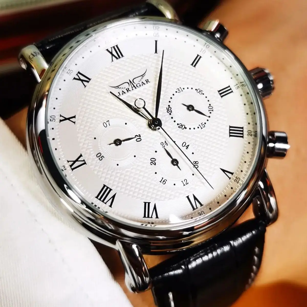 Pilot Sports Automatic Mechanical Watch for Men Week Display Leather Strap Business Fashion Mens Watches Top Brand Luxury Clock