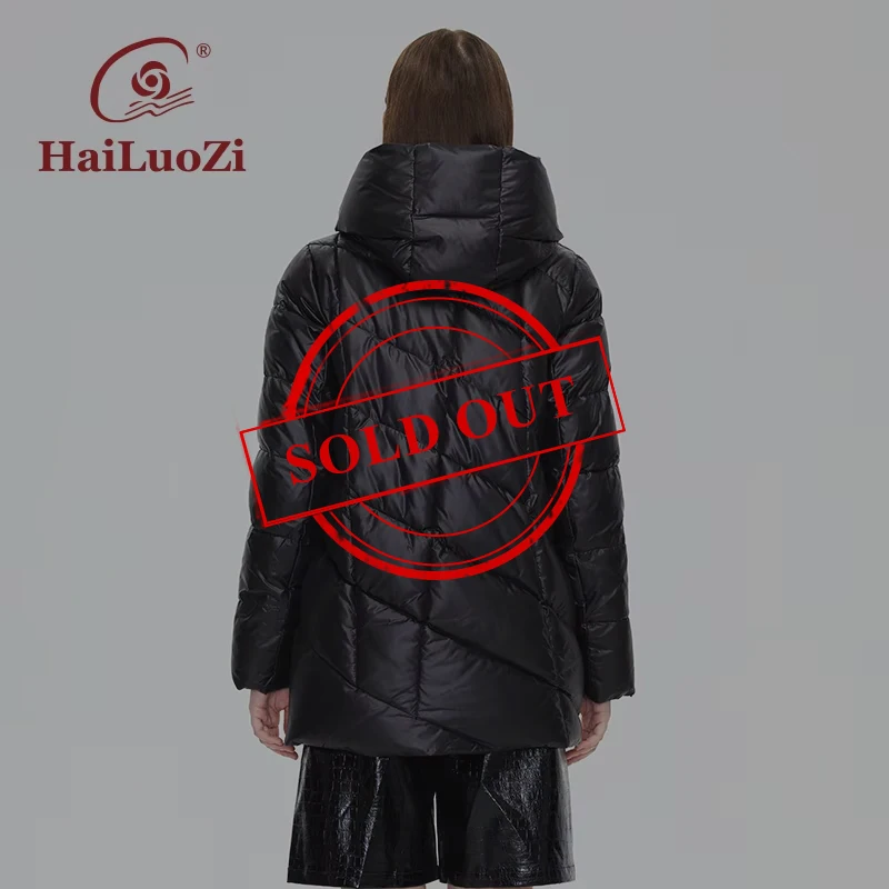 HaiLuoZi 2022 New Winter Jacket Women\'s Down Coat Female Quality Hooded Casual Short High Collar Thickened Fashion Parkas 6076