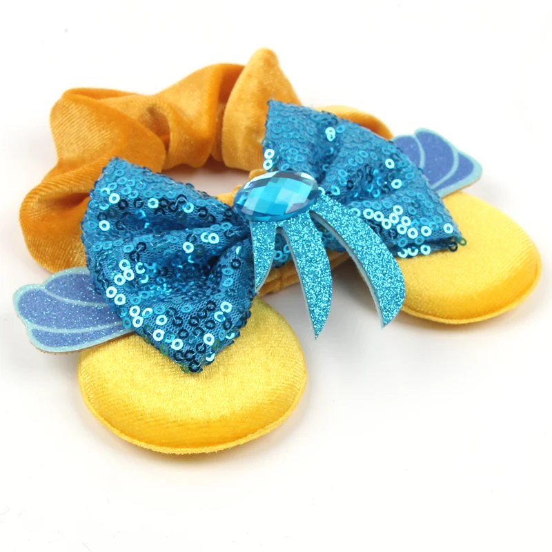 New Pirate Amusement Park Mouse Ears Hair Scrunchies Velvet Hairband For Girls Sequins Bows Headbands Women Trip DIY Accessories