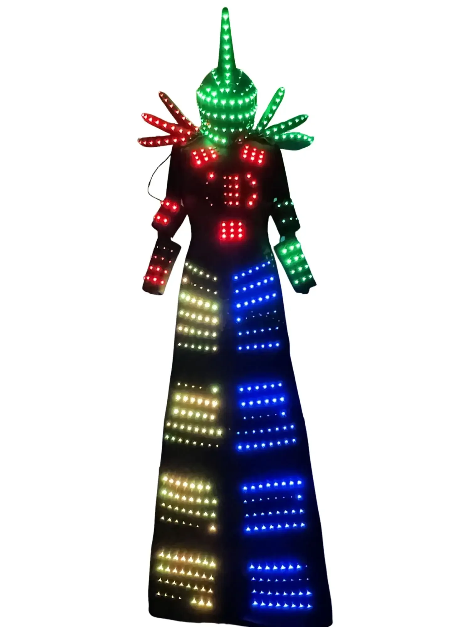 LED Robot échasses marcheur numérique couleur télécommande Costume scène Performance discothèque DJ