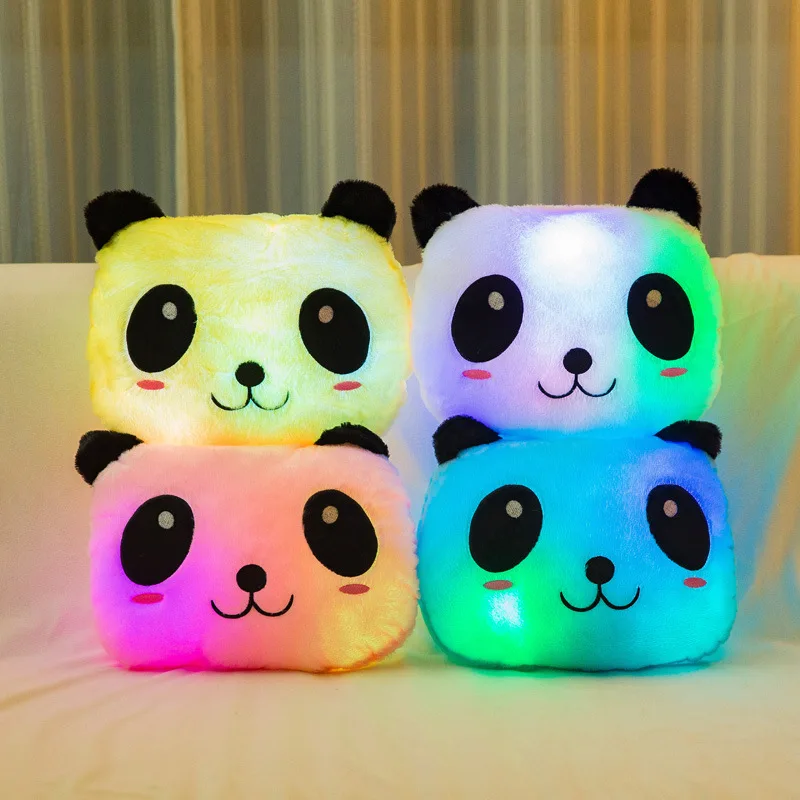 New Colorful Glowing Panda Pillow Plush Toy Panda Doll Luminous Pillow Valentine's Day Gift Suitable for kids and adults