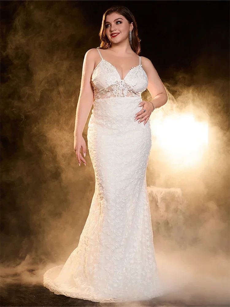 Frauen Elegante Spaghetti Strap Mode Backless Floral Weiß Hochzeit Brautjungfer Kleider Große Größe Damen Abend Party Kleider