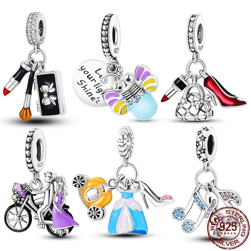 

925 Sterling Silver Luminous Colorful Fireflies Charms Fit Pandora Bracelet Bead DIY Jewelry For Women Gift Hot Sale New in