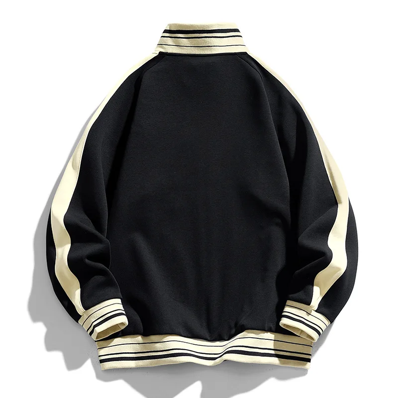 Jaqueta casual de zíper com gola Stand masculina, casaco solto com vitalidade juvenil, emendado, novo, coreano, primavera