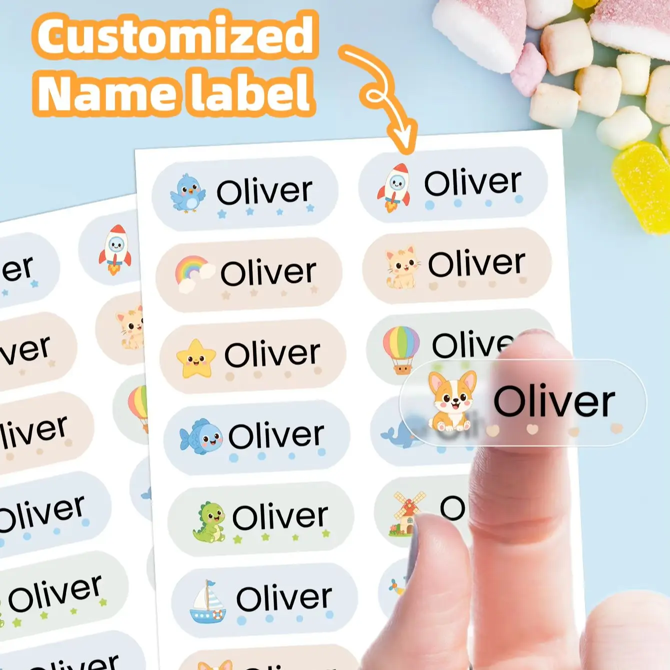 1-300PCS Custom Waterproof Name Stickers with Personalized Text for Pencil Cases, Notebooks, Water Bottles & Headphone Cases