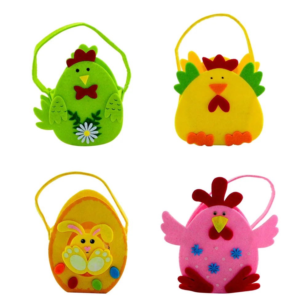 

Easter Decorative Eggs Basket Non-woven Chick Rabbit Pattern Portable Bag for Candies Treats Goodies (Random Color)