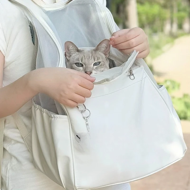 

Cat backpack pet backpack schoolbag summer breathable chest soft bag front cat cat bag going out portable and lightweight