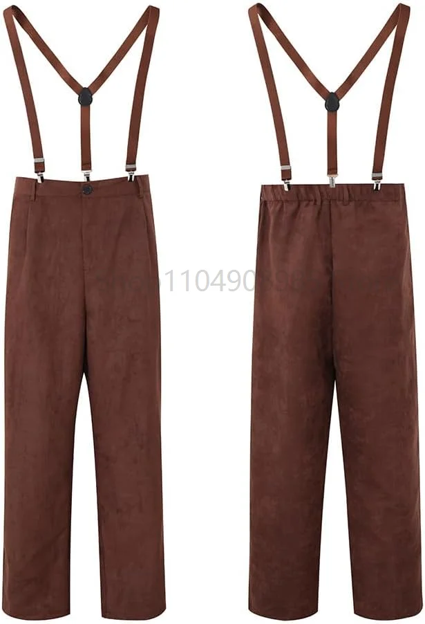 

Men's Pioneer Colonial Pants Retro Medieval Farmer Peasant Bottoms Halloween Cosplay Trousers With Braces