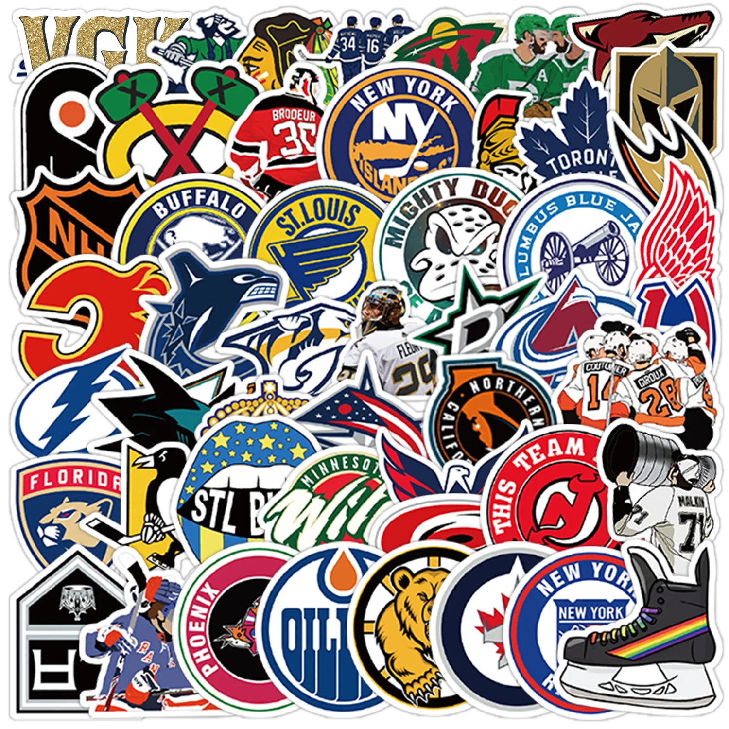 50PCS Ice Hockey Graffiti Stickers Ice Sports Cartoon Style Decorable Helmet Laptop Phone Case iPad Waterproof Sticker Kids Toy