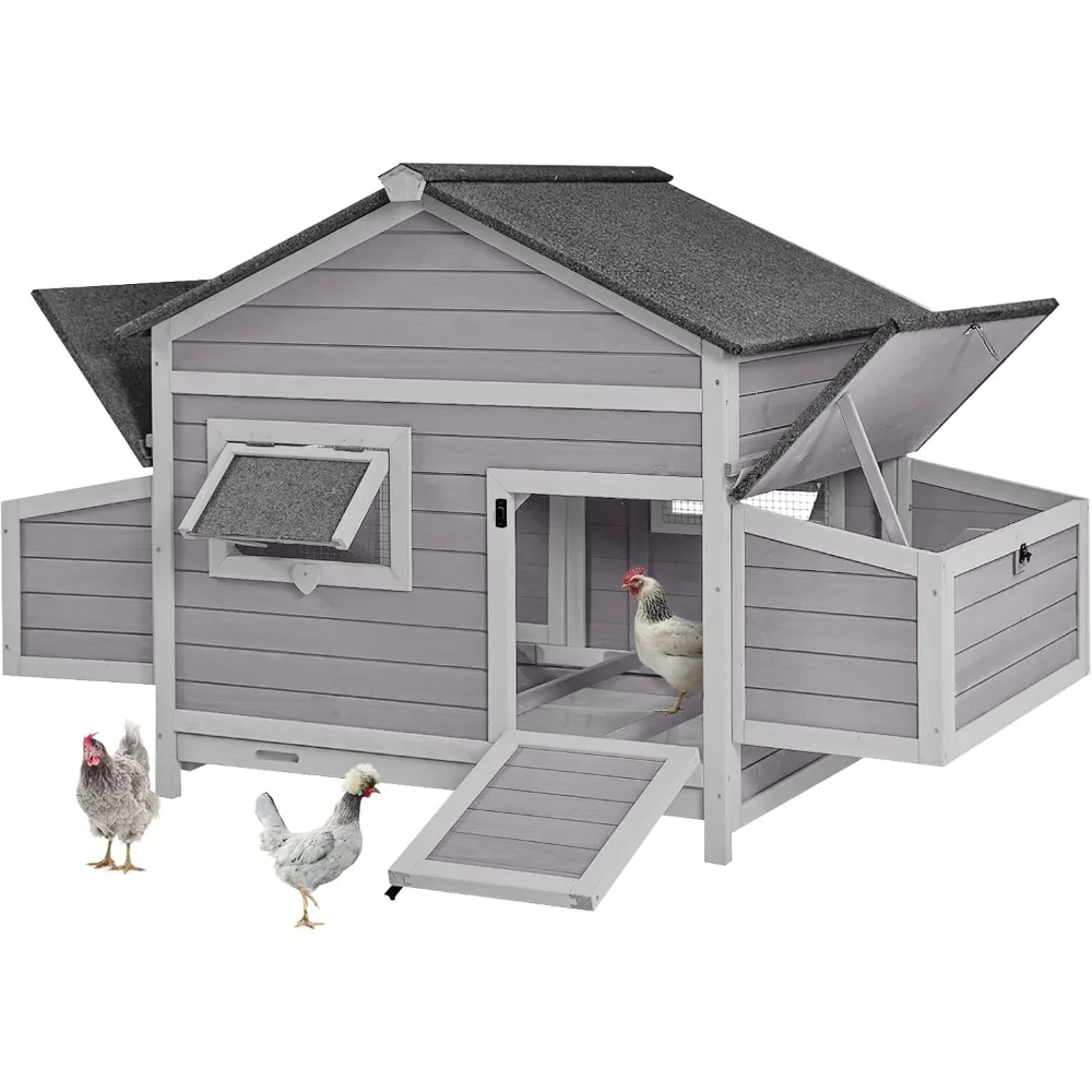 

Chicken Coop Outdoor Expandable Hen House Poultry Cage with Two Nesting Box,Leakproof Pull-on Tray