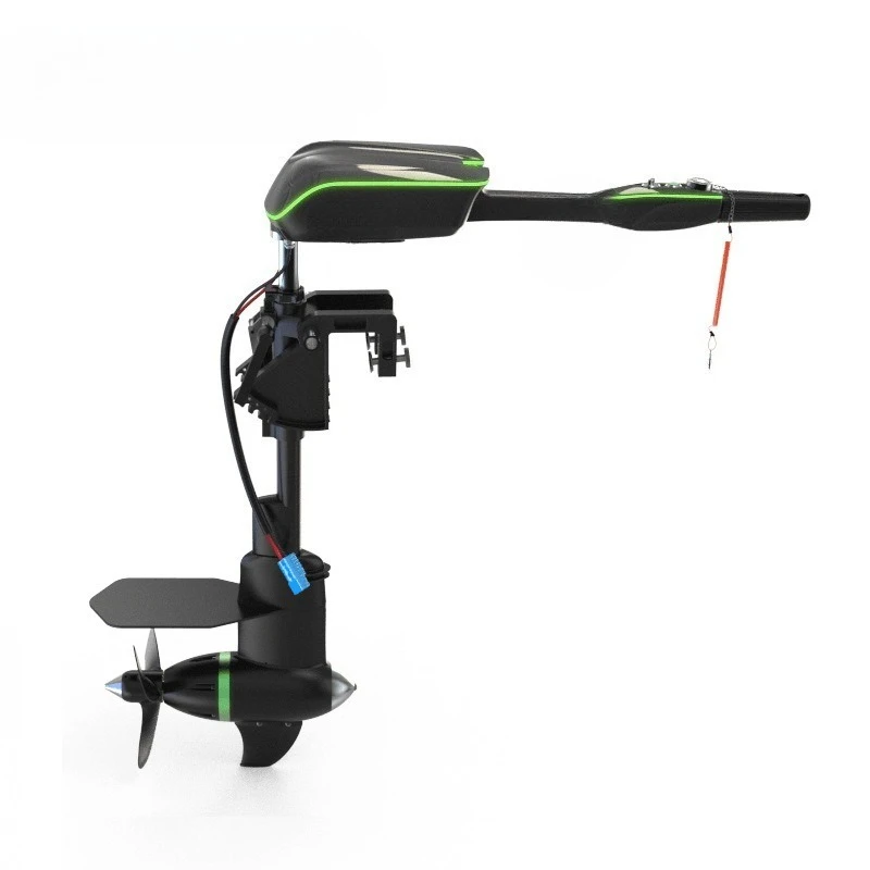 On-hook, electric outboard, low noise, brushless, toothless, underwater thruster