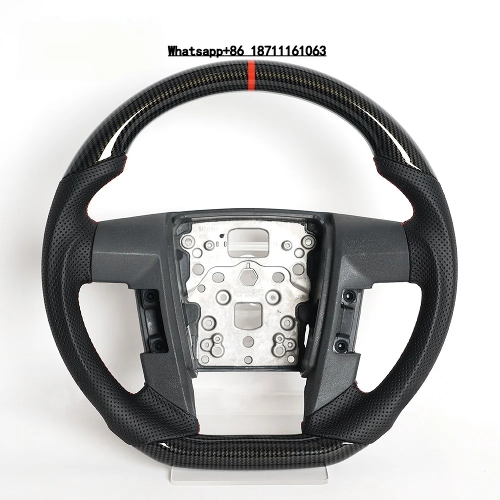 Custom RED Stitched Hydro Dip Carbon Fiber-Style Perforated Leather Car Steering Wheel for 2009-2014  F-150 Raptor