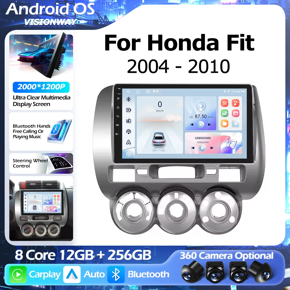 

Android 16 For Honda Fit JAZZ 2004-2010 GPS Navigation Multimedia Player Auto Wireless CarPlay WIFI 4G DSP GPS RDS BT