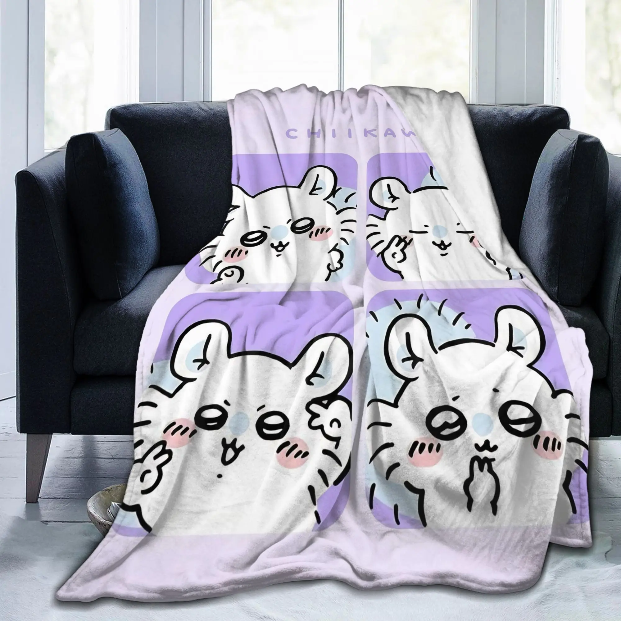 Japanese Chiikawas Kawaii Sleepy Blanket Velvet Spring/Autumn  Multi-function Lightweight Throw Blankets for Home Car Quilt