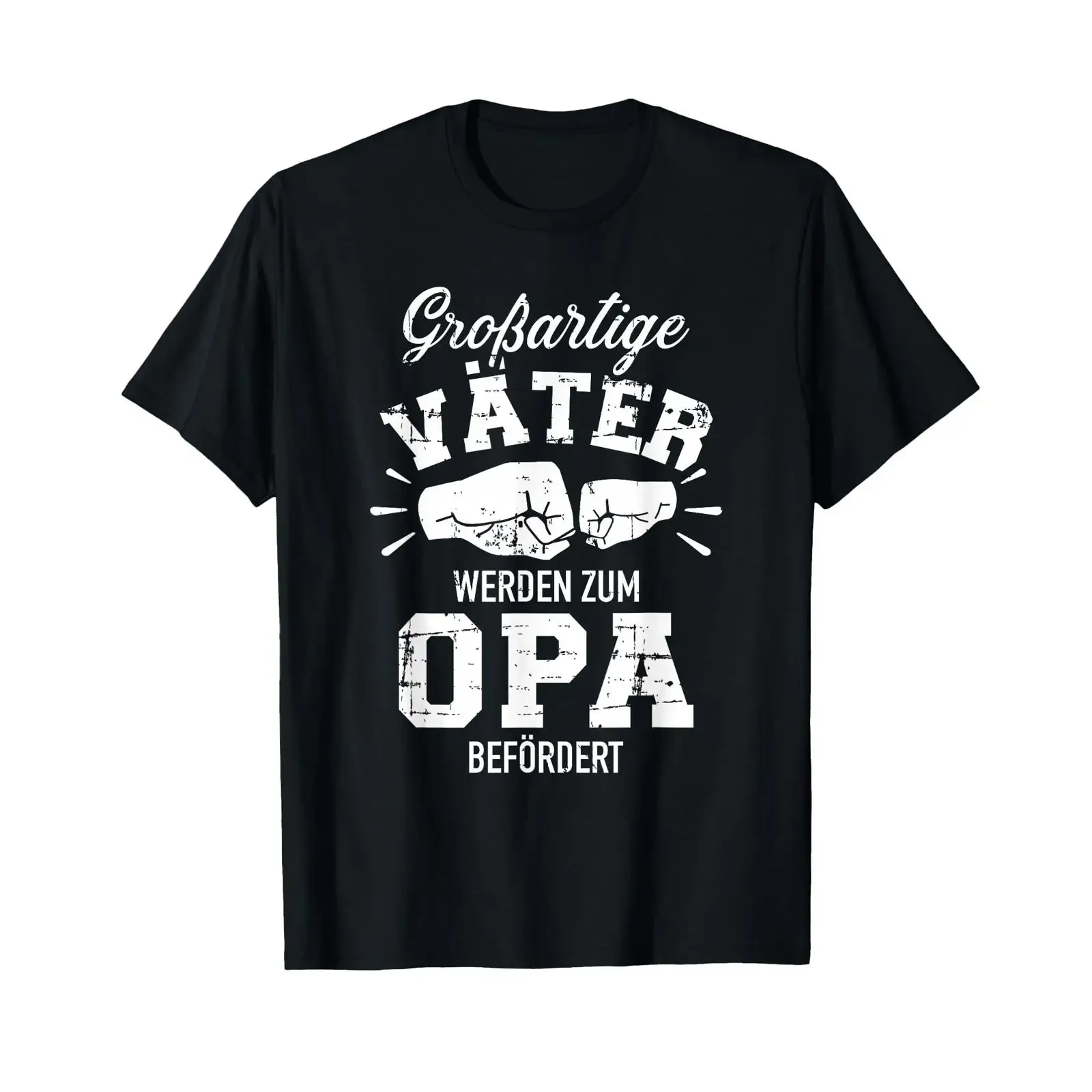 T-shirt avec texte allemand « Great Dad Become Grandpa Befördert », vintage, délavé, légèrement extensible, polyvalent, mode homme