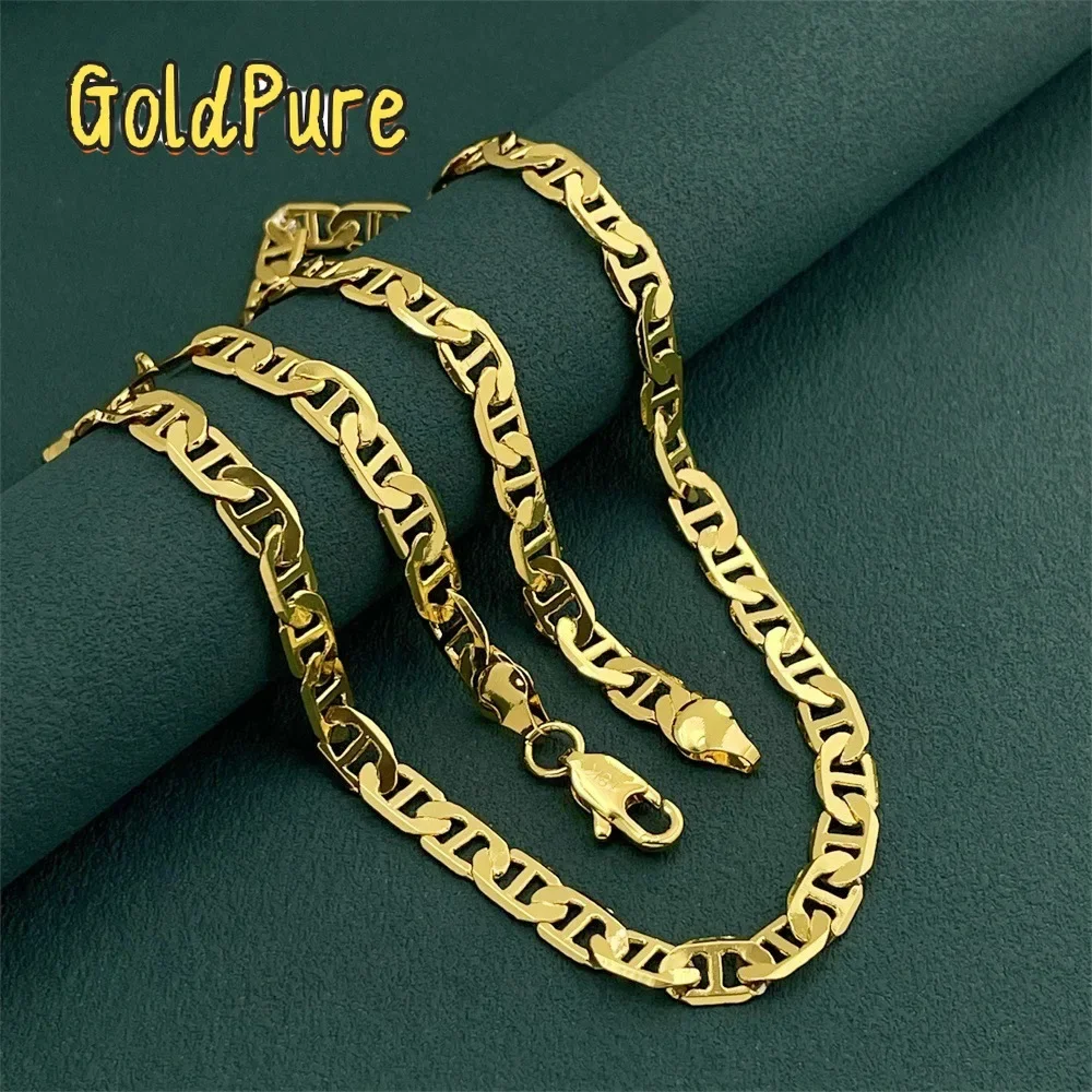 

Золотая цепочка Goldpure Luxury 18K AU750 из чистого золота, мужская, 6 мм, японская, в стиле Куба, 45 см, 50 см, 55 см, 60 см