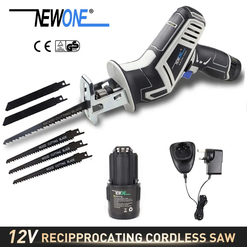 NEWONE 12V Cordless Reiprocating Saw Cutting Metal, Wood, Plastic, Compatible With Bosc\'h Battery Charger  Lithium Power Tool