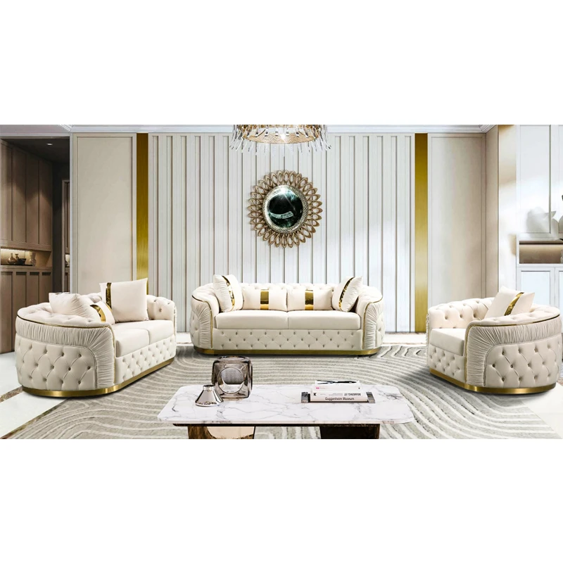 

High End Custom Luxury Villa 3 2 1 Seater Sofa Set Furniture Living Room Modular Italian Modern Design Fabric Sectional Sofa
