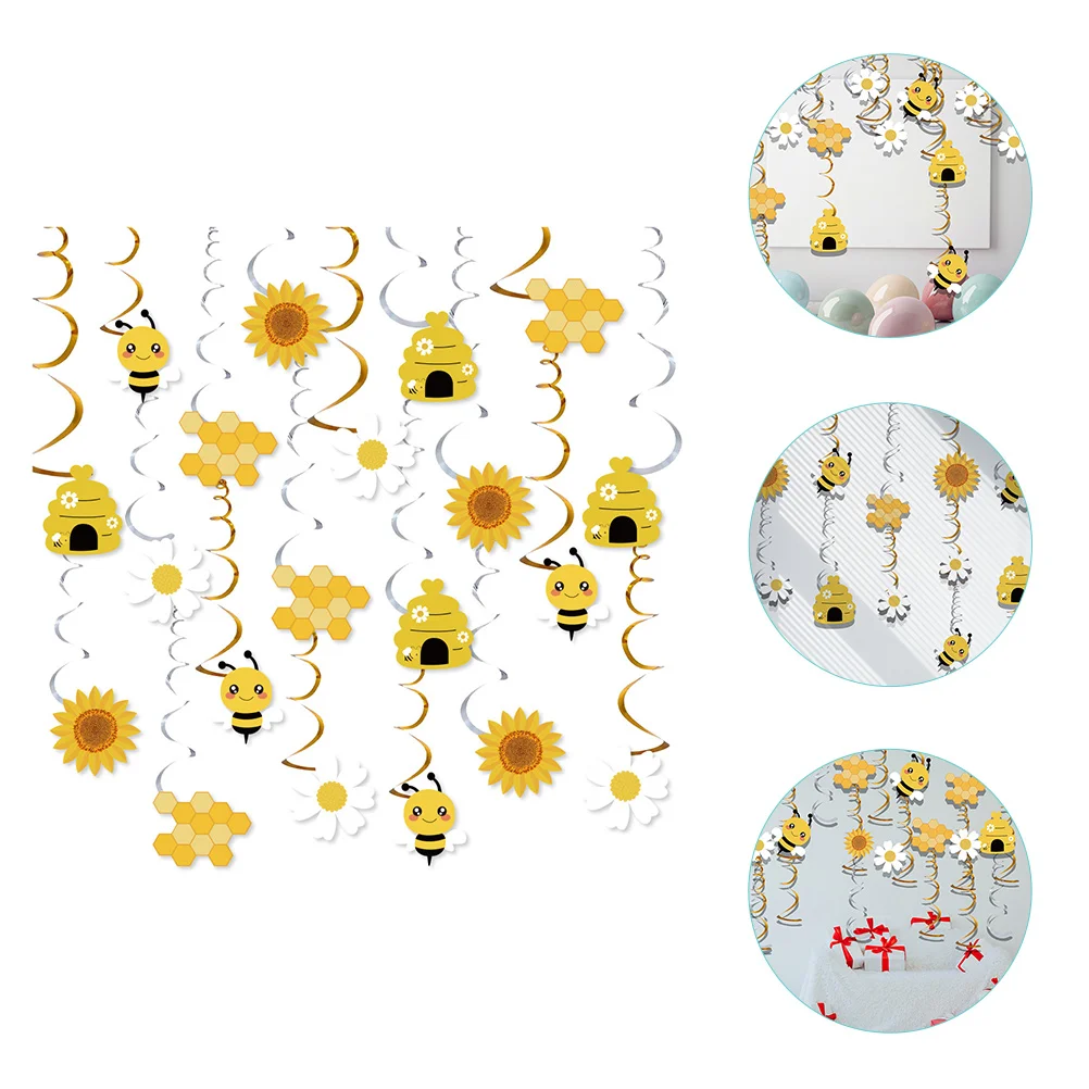 Decoration Supplies Kids Birthday Party Honey Swirl Bee Ceiling Decorations Pendant Spiral