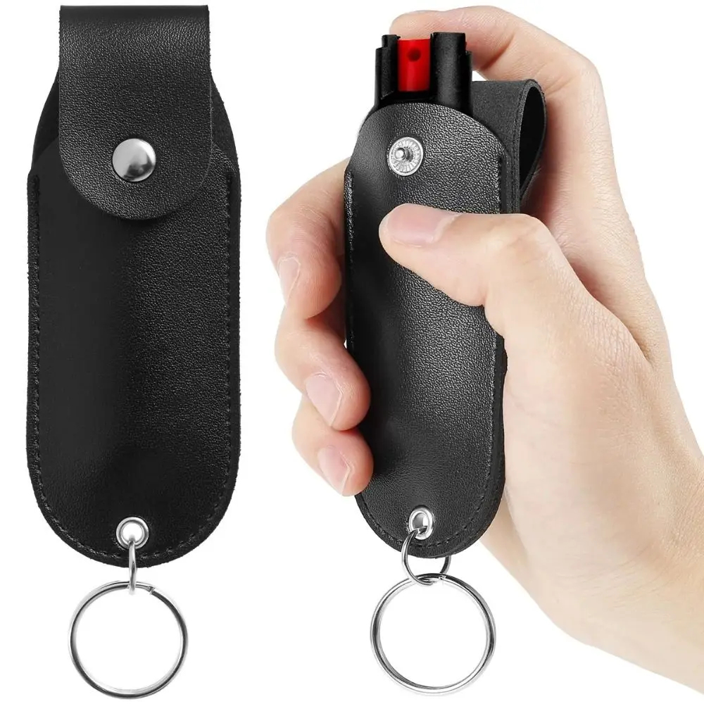 Portable PU Leather Self Defense Spray Holder Durable Universal Pepper Spray Case Mini Spray Keychain Self Defense Accessories