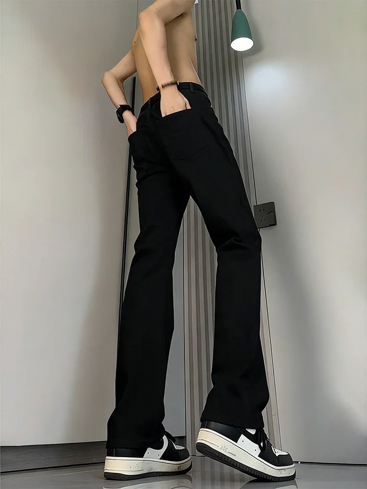 

Cleanfit Black Knife Jeans Men's American High Street Elastic Slim Fit Narrow Straight Leg Micro Flare Pants