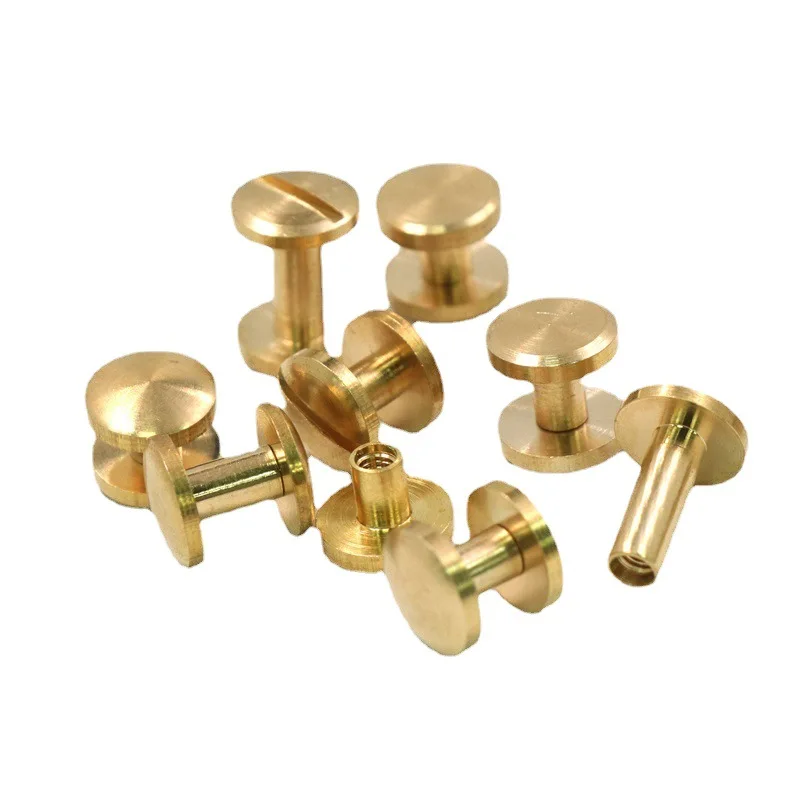 10pcs Solid Brass Binding Chicago Screws Nail Stud Rivets For Photo Album Leather Craft Studs Belt Wallet Fasteners 10mm cap