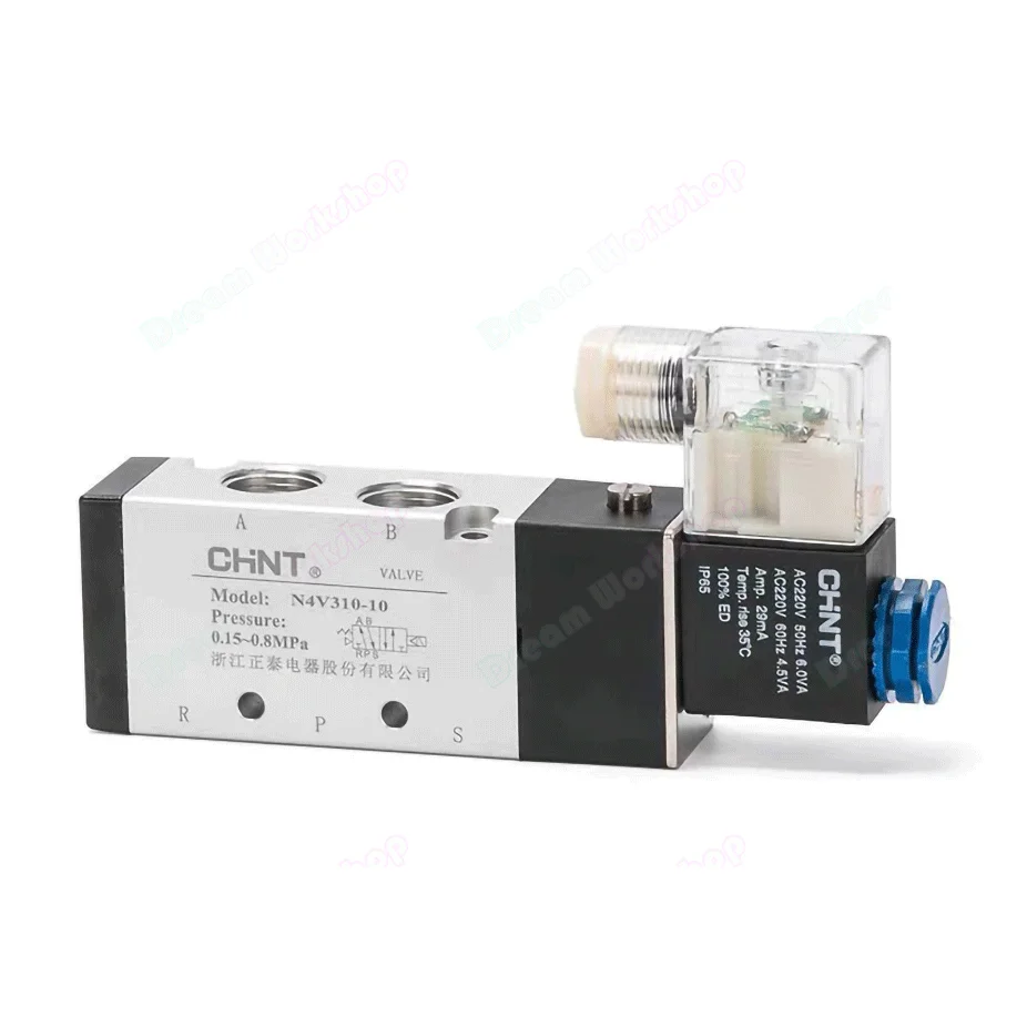 Elettrovalvola 4V110-06 1/8 CHNT Air Solenoid Valve 5 Way Port 2 Position Tool change Pneumatic Electric Magnetic Valves DC12V 24V 110V 220V Pneumatica — dettaglio 4