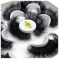 5 Pairs 25mm 3D Mink Eyelashes Bulk Russian roll Fluffy Natural False Eyelash Dramatic Mink lashes Makeup tools Wholesale lashse