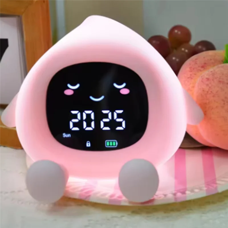 

B29C-будильник для детей 6-в-1 фруктовая форма часы для тренировки сна для малышей милый сенсорный ночник для детской спальни