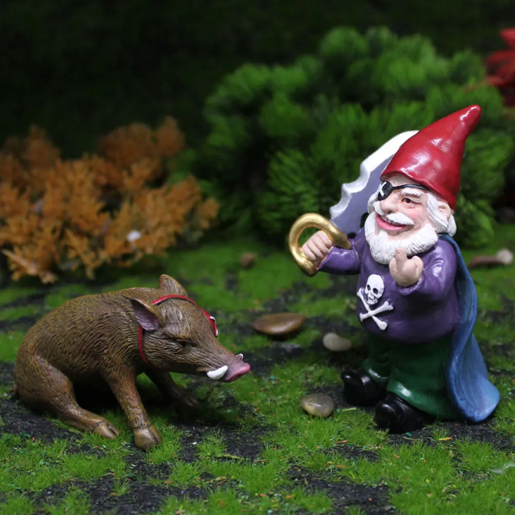 

Pirate Dwarf Ornaments Gnome for Garden Outdoor Decor Halloween Miniature Decorative Figurine Funny Household
