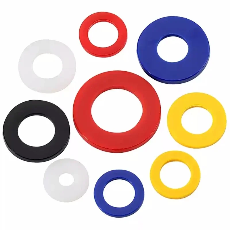 Black/White/Red/Blue/Yellow Multiple Colors Nylon Flat Spacer Plastic Washer O-ring Screw Gasket Insulation Spacer M2~M20