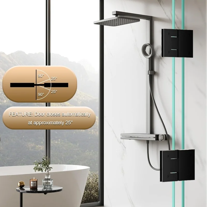 90 ° /180 ° مفصلات زجاجية من الفولاذ المقاوم للصدأ، دعامة زجاجية شديدة التحمل، مشبك دعم باب دش الحمام للجدار/الزجاج إلى الزجاج #6