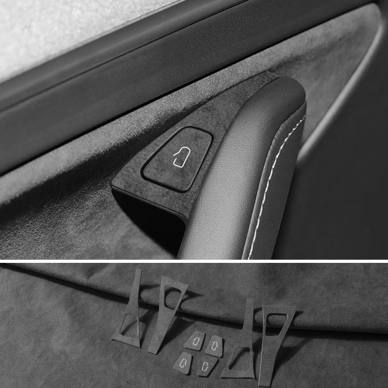 

Made of Alcantara Door Switch Patch Trim Cover For Tesla Model 3 ModelY 2019-2024 Protection Decoration Car Interior Accessories