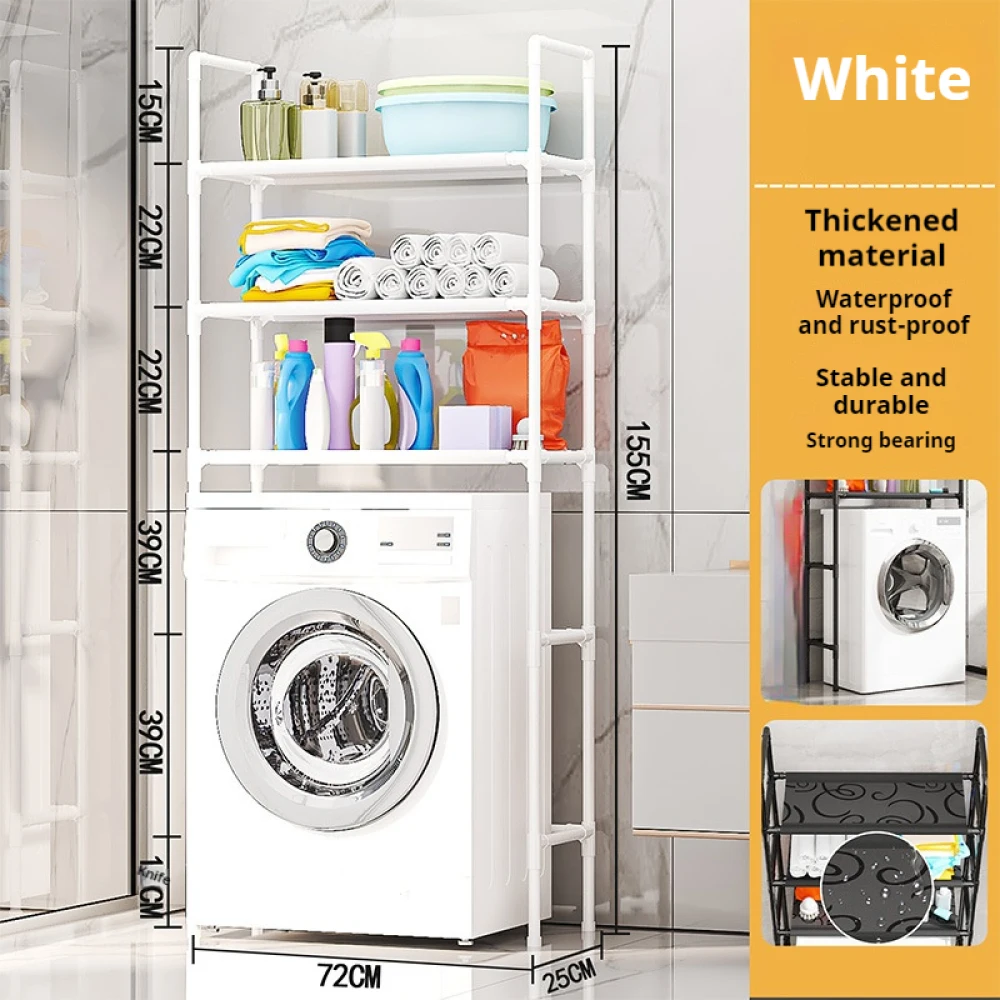 رف تخزين قائم على الأرض للحمام يزيد من توفير المساحة رفوف تخزين الحمام متعددة الطوابق بدون ثقوب رف الغسيل #6