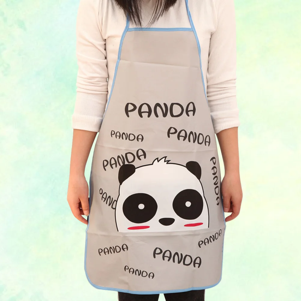 

Grease-Proof Apron Loose Fit Cute Panda Printed Kitchen Cooking Bib Machine Washable Patterned Apron For Women Men