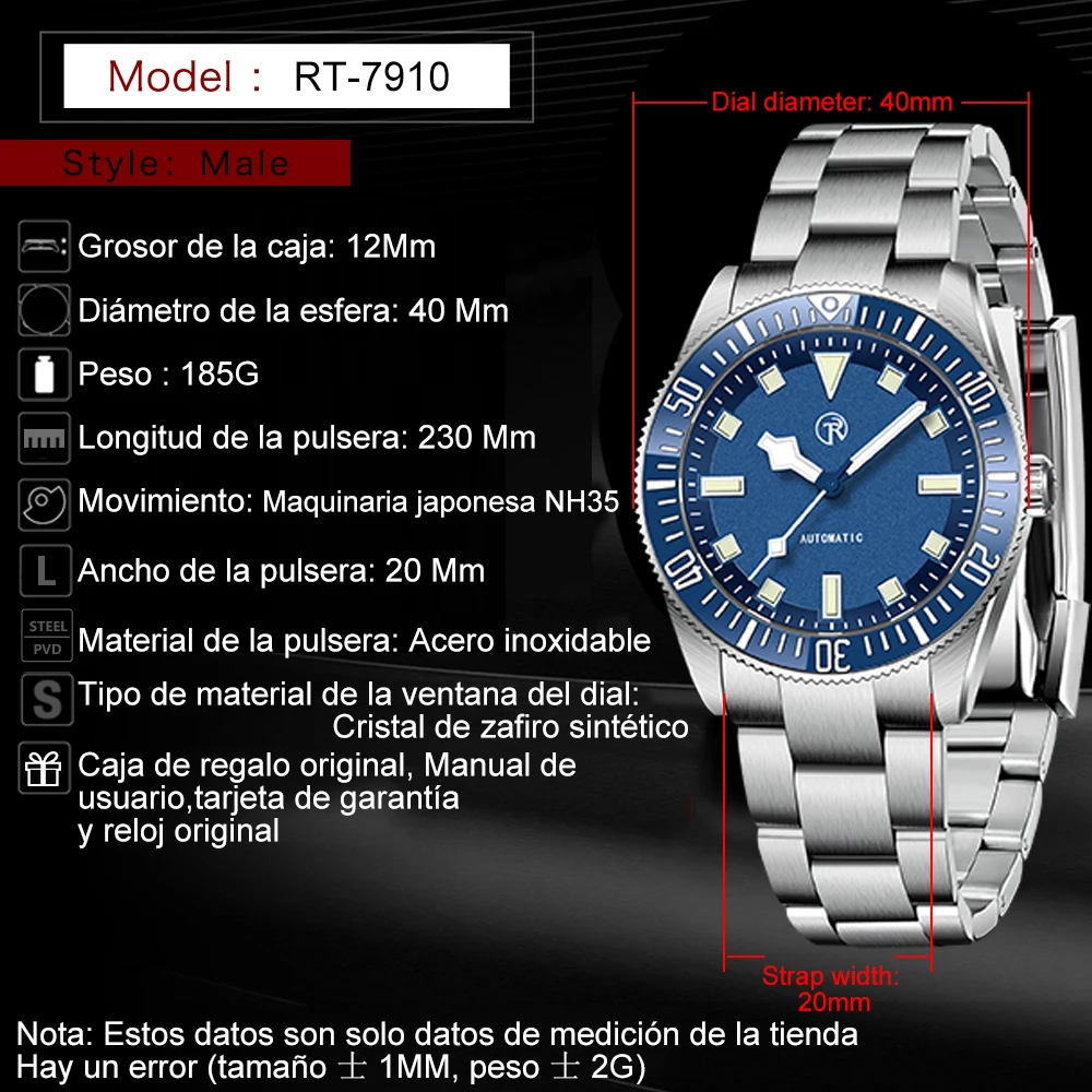 RollsTimi Orologio automatico di lusso da uomo nuovo 40mm Orologio da polso meccanico impermeabile in acciaio inossidabile per uomo NH35 Movt Orologio alla moda