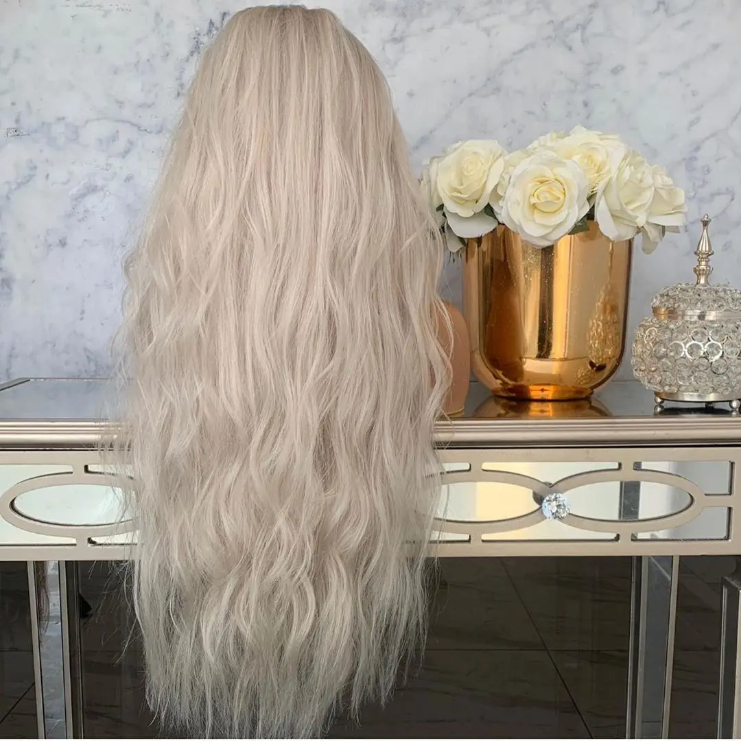 New wig with long, curly hair instant noodles roll bleach gradient gray costume Halloween dance white wig image 4