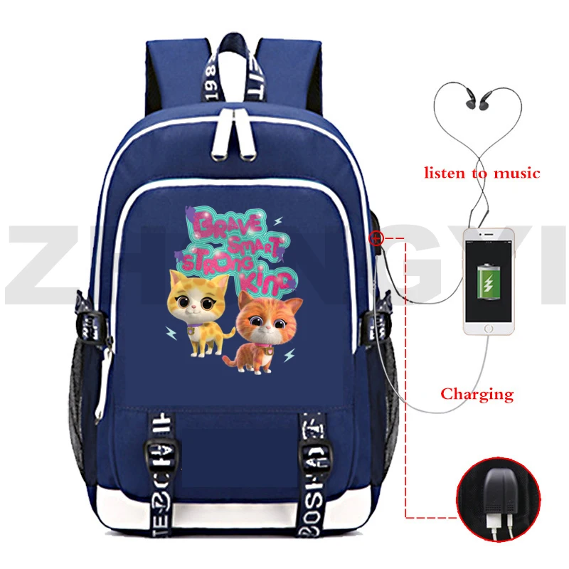 Sac à dos Anime Smile Kitties de grande capacité pour femmes, sac à dos antivol, type USB, sacs d'école de voyage pour ordinateur portable, collège