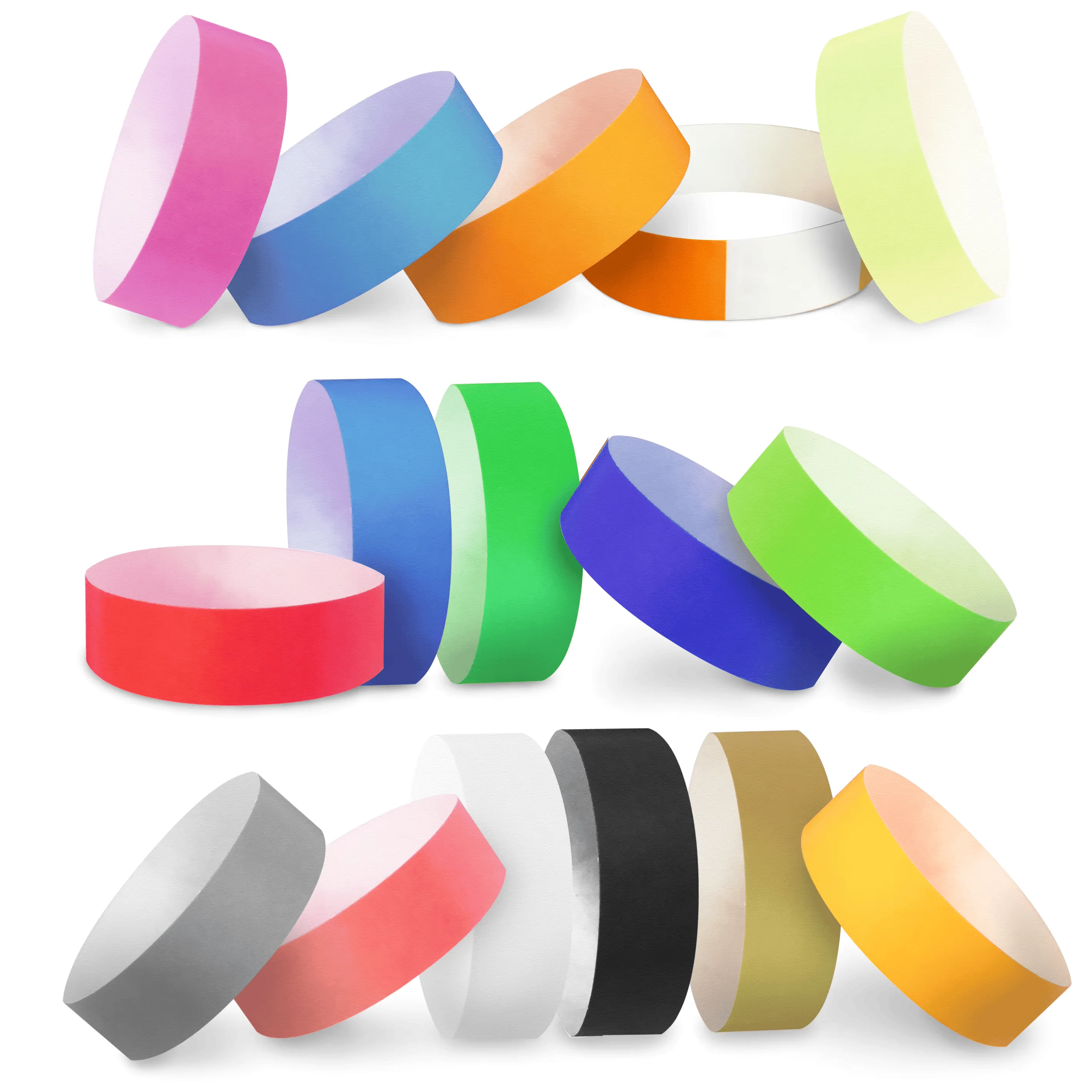 Chinese Paper Wristbands Discount Solid Colors 3/4 Inch Suitable for Parties Events, 2000 Pieces/Pack