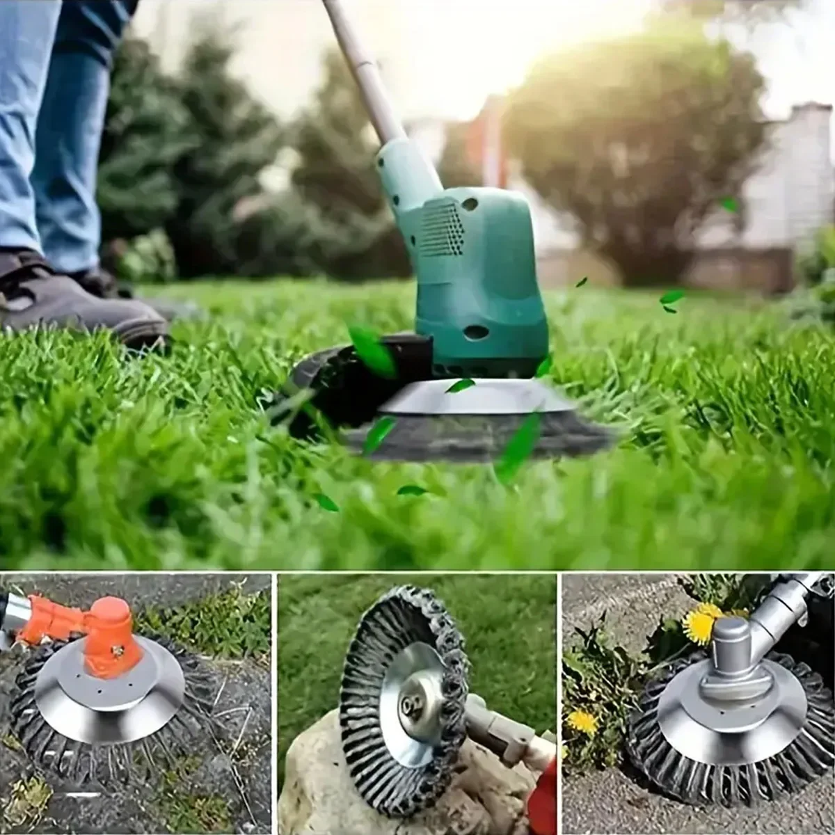 Trimmer Head Weed Brush 6/8 inch Steel Wire Wheel Garden Weed Brush Lawn Mower Grass Eater Trimmer Cutter Tools Garden Grass