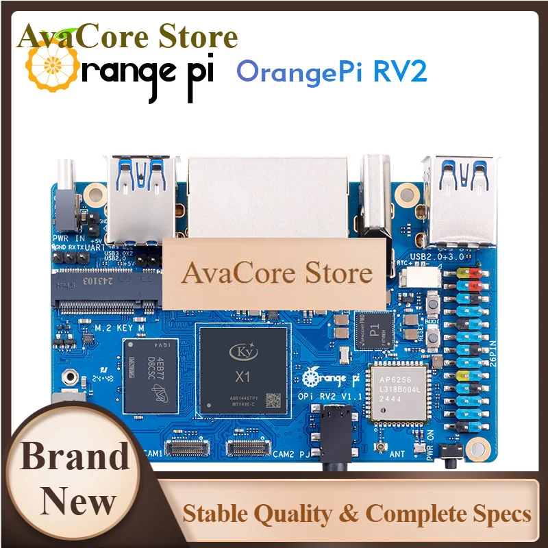 AvaCoreOrange Pi RV2 8GB LPDRR4X Single Board Computer+256GB EMMC Module 2pcs Sets